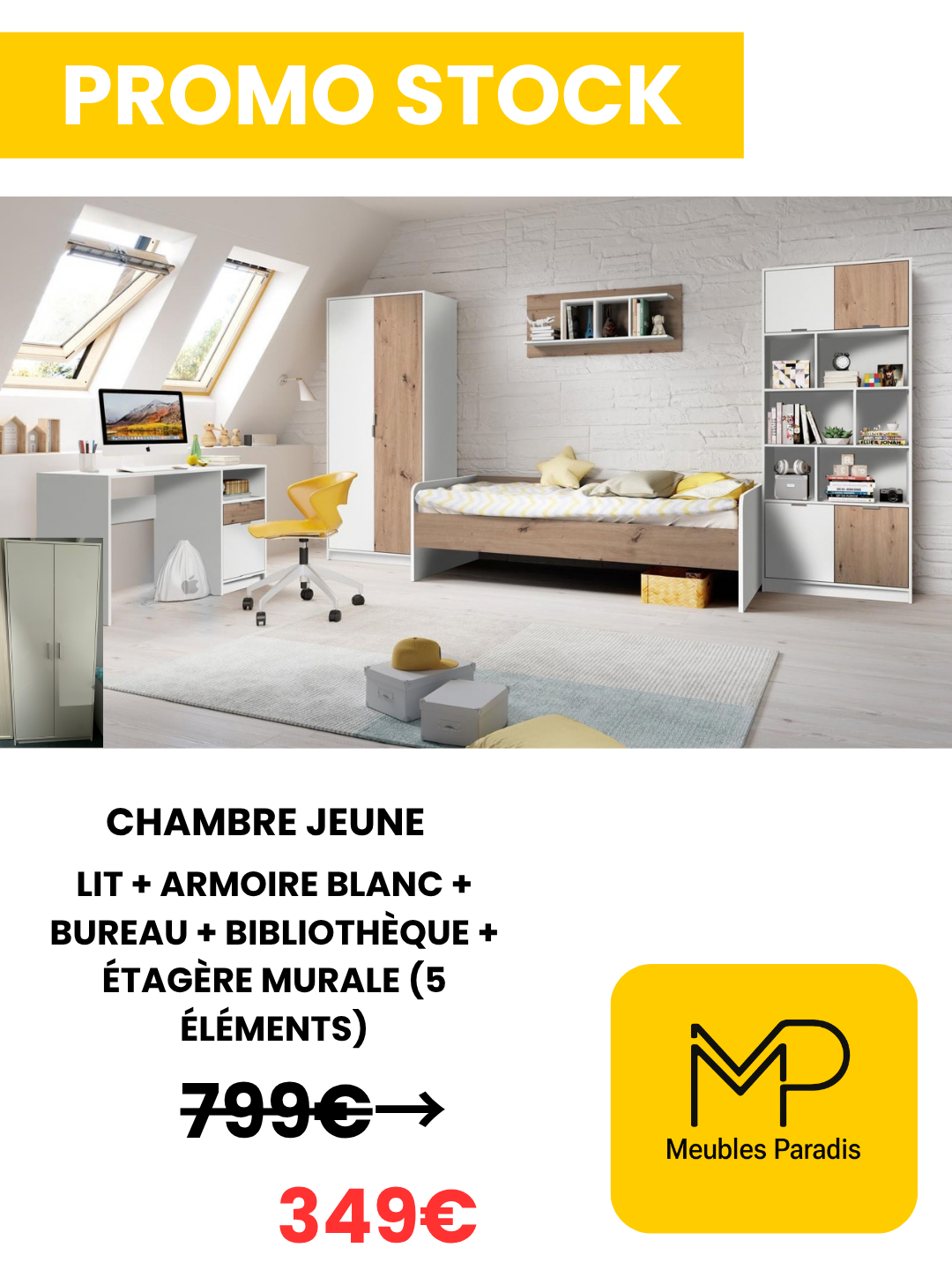 Chambre à coucher jeune complète