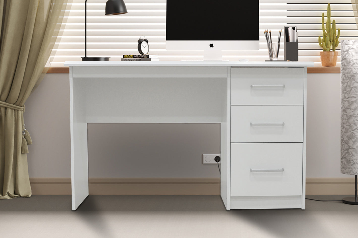 Bureau 'Mateo' 3 tiroirs Blanc