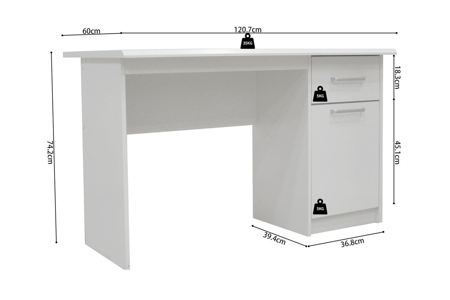 Bureau 'Milou' 1 tiroir 1 porte