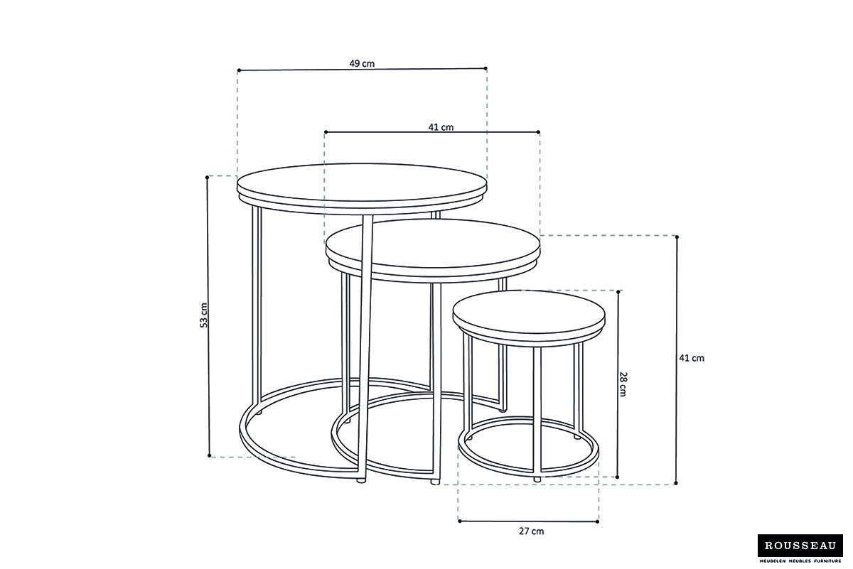 Table gigogne 'Leo' 3 pièces