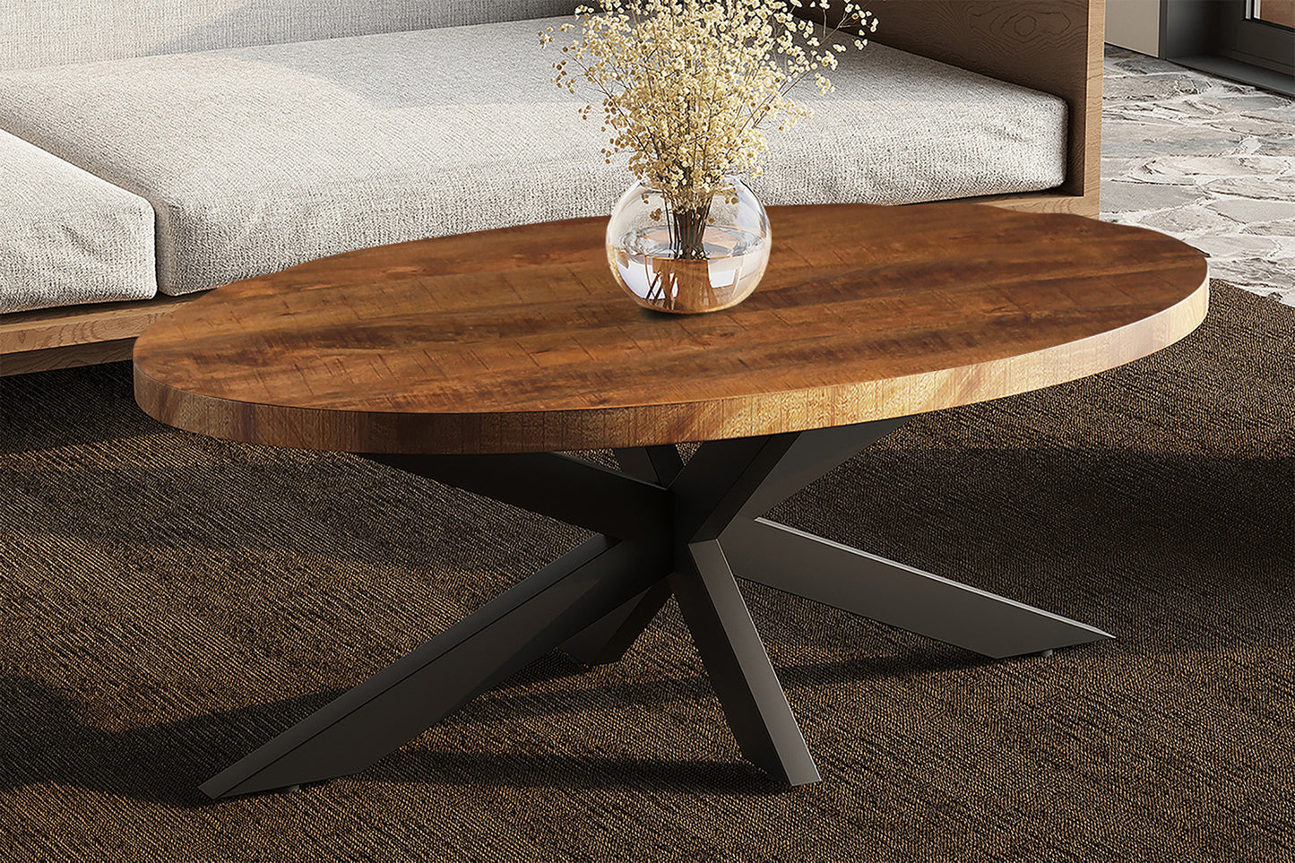Table basse 'Madeira' Ovale Bois de Manguier