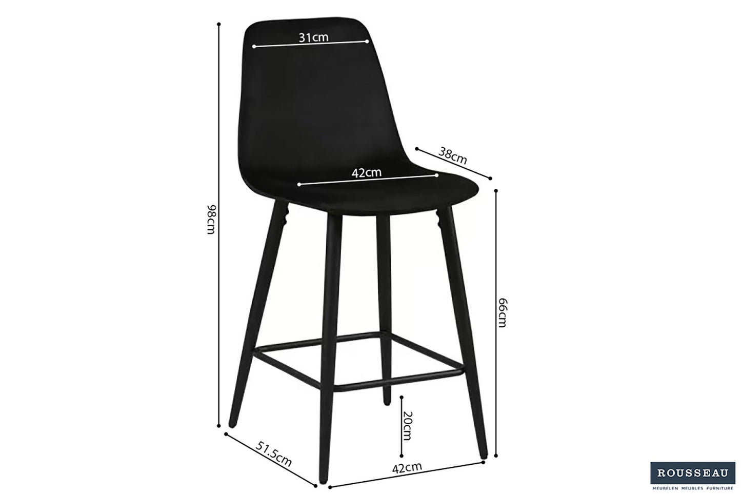 Chaise de Comptoir 'Boy' Velours