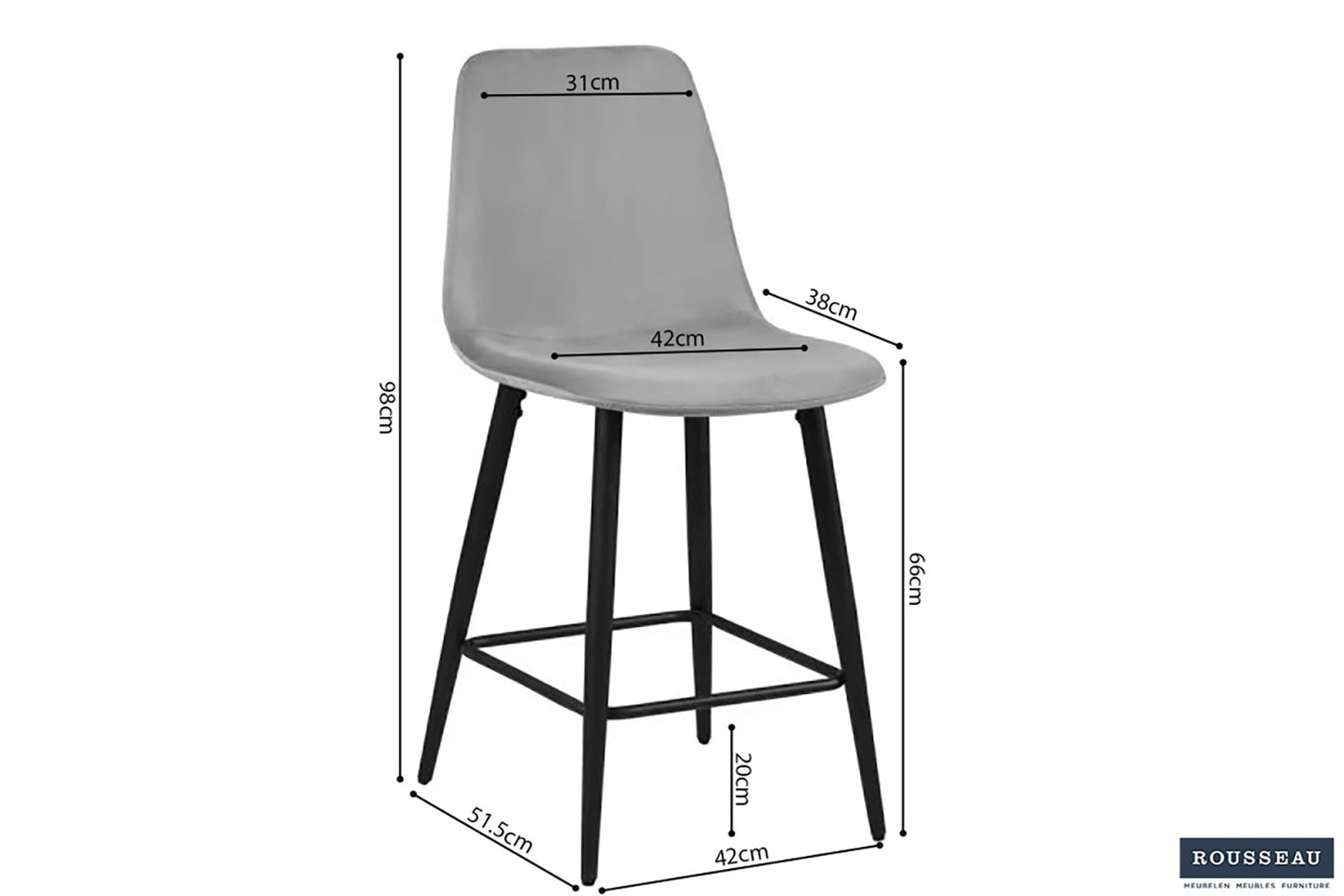 Chaise de Comptoir 'Boy' Velours