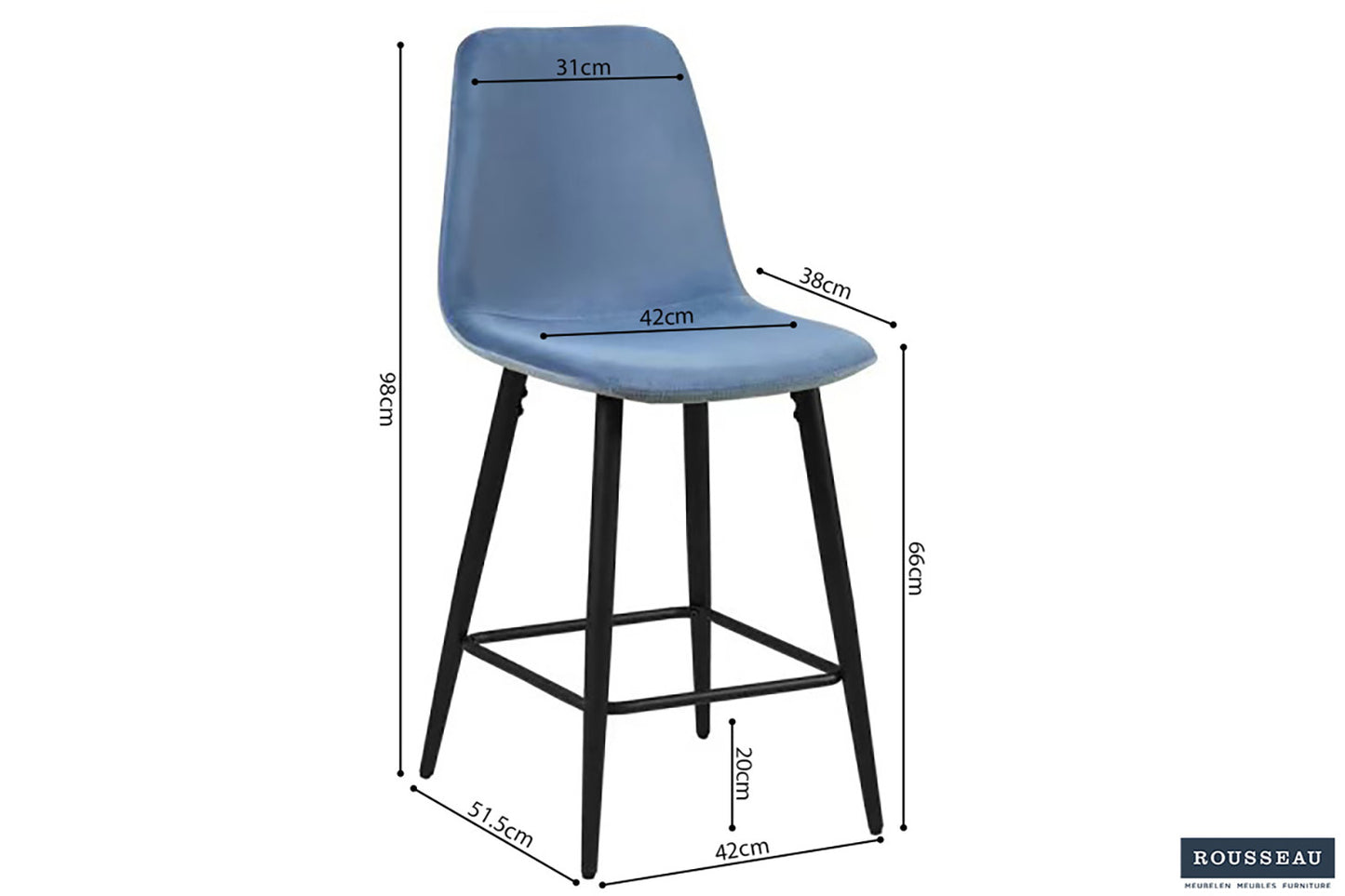 Chaise de Comptoir 'Boy' Velours