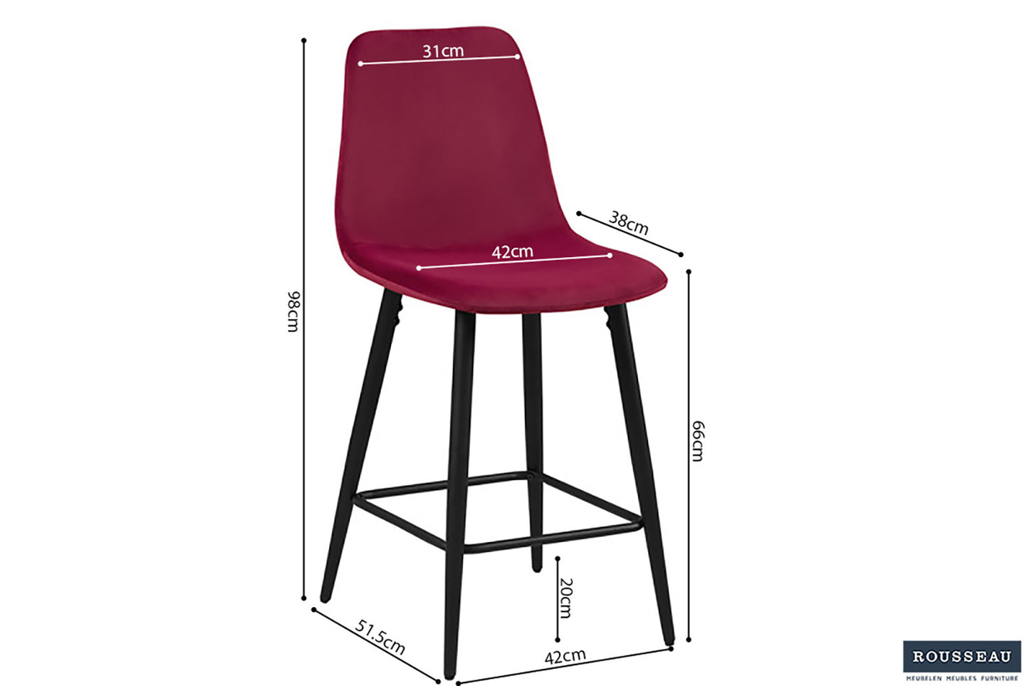 Chaise de Comptoir 'Boy' Velours