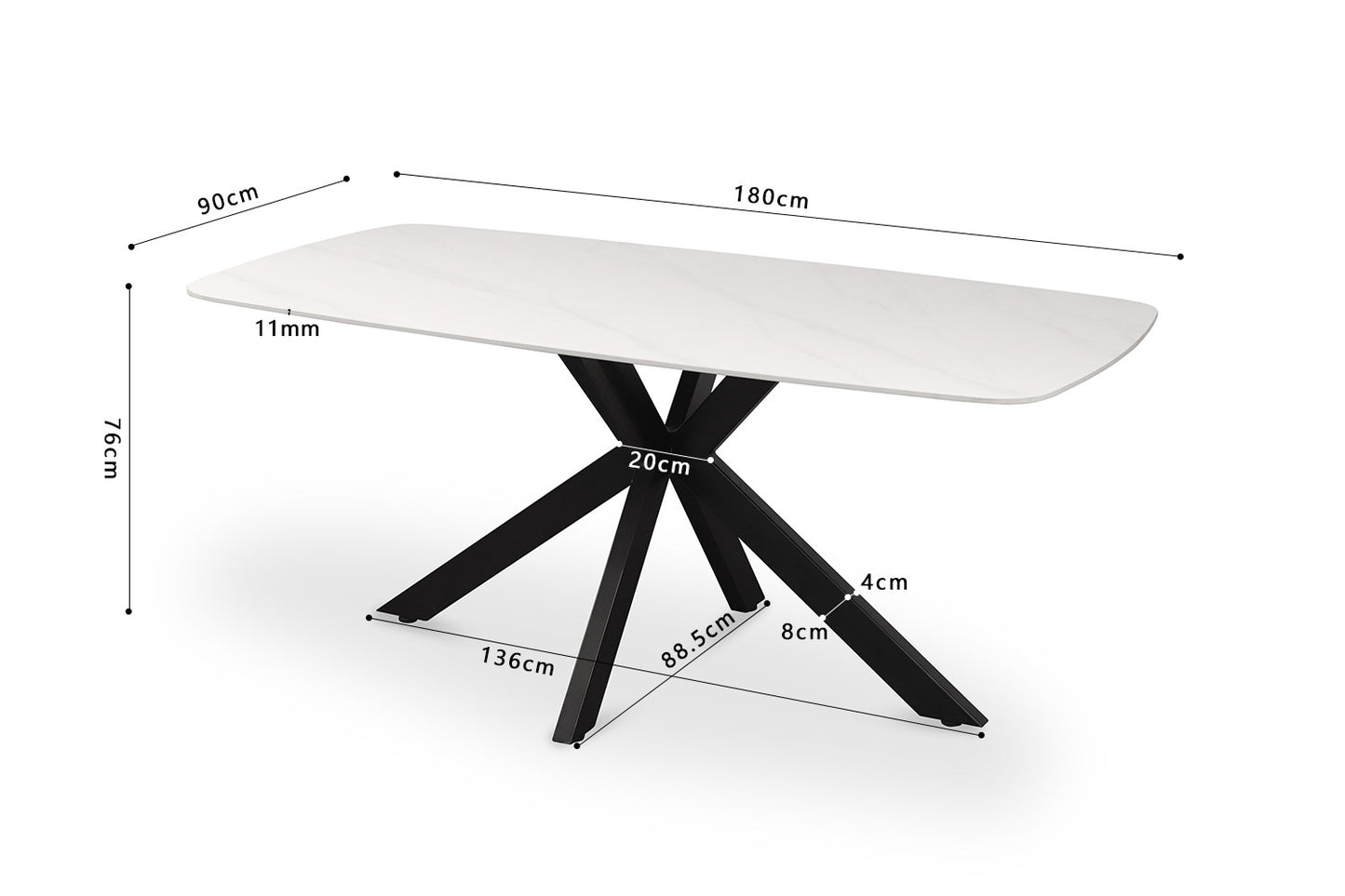 Table APOLLO 180cm Rectangle Ovale