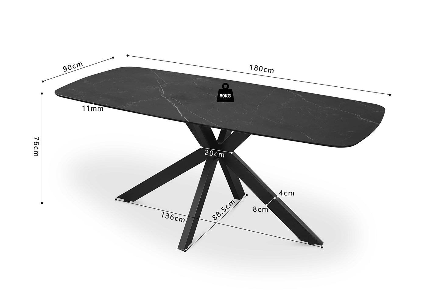 Table APOLLO 180cm Rectangle Ovale