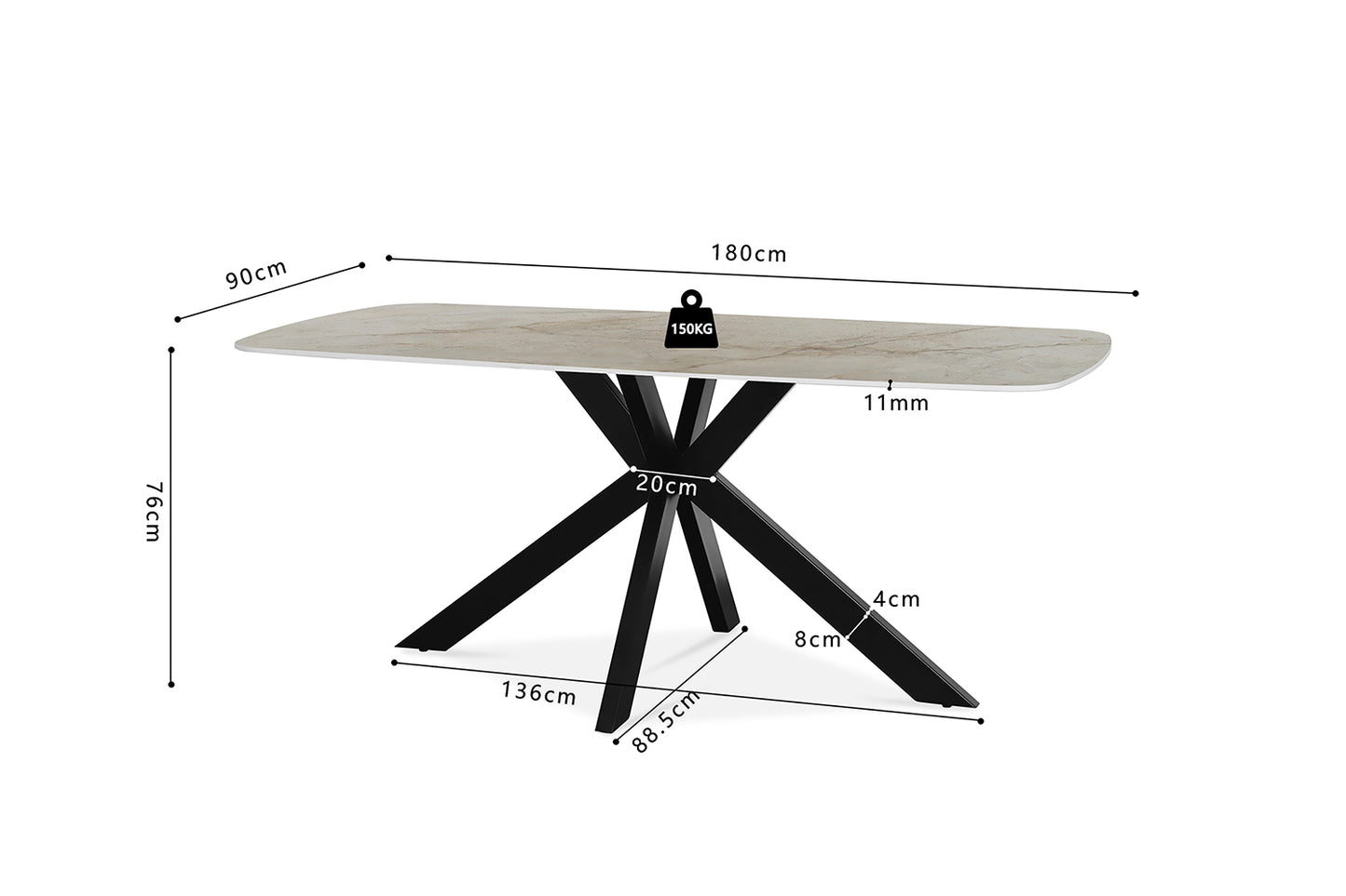Table APOLLO 180cm Rectangle Ovale
