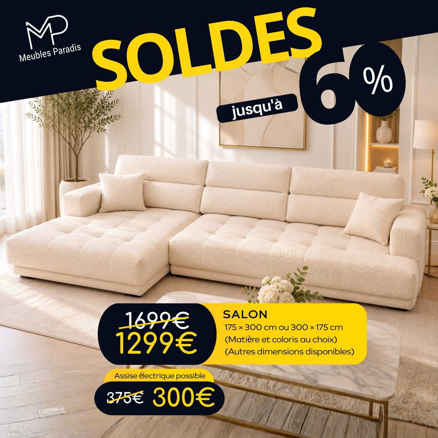 Salon avec assise électrique