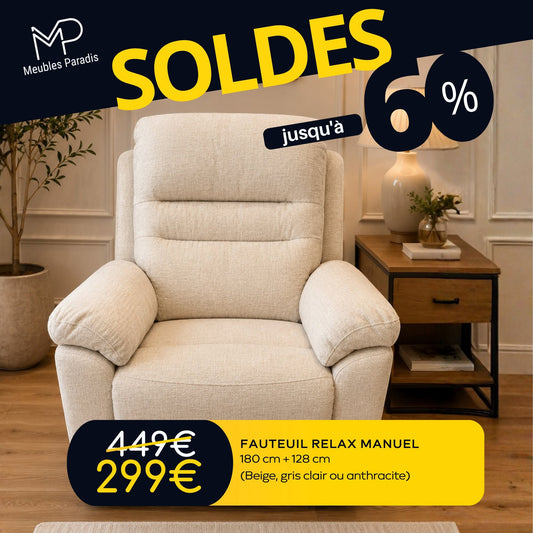 Fauteuil relax manuel (Beige, gris clair, anthracite)
